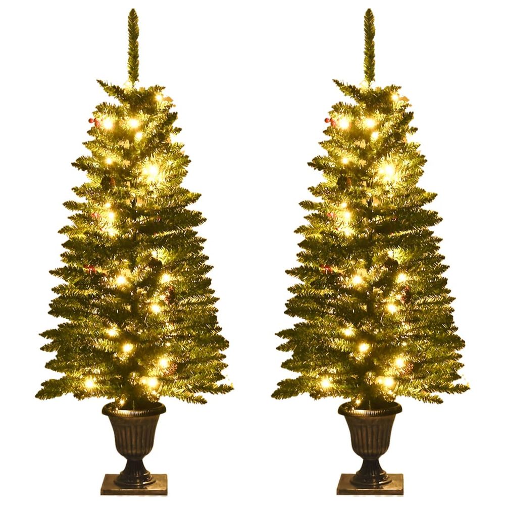 Artificial Christmas Trees 2 pcs with Wreath, Garland and LEDs - anydaydirect