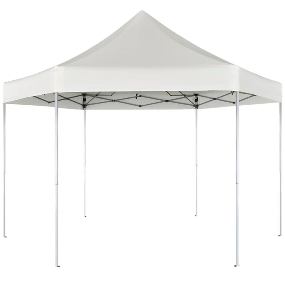 vidaXL Hexagonal Pop-Up Foldable Marquee Cream White 3.6x3.1 m - anydaydirect