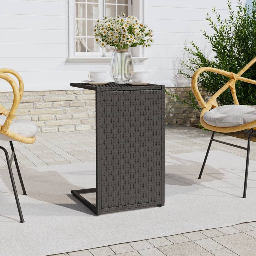 C Table Black 40x35x60 cm Poly Rattan - anydaydirect