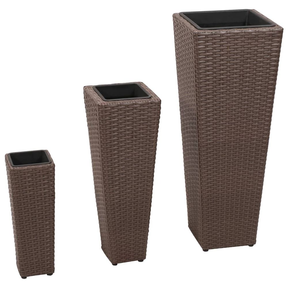 Garden Raised Beds 3 pcs Poly Rattan Grey - anydaydirect