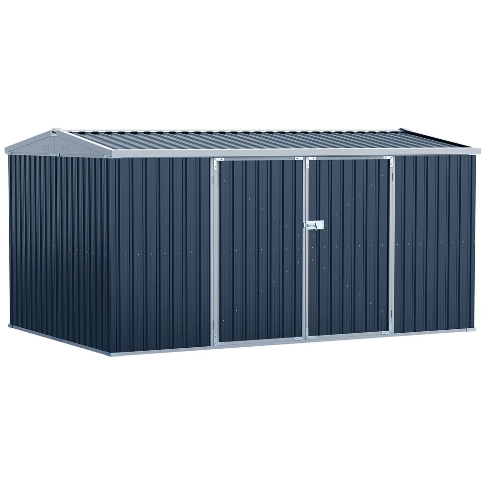 Outdoor Garden Storage Shed Steel Tool Storage Box for Backyard Grey Outsunny - anydaydirect