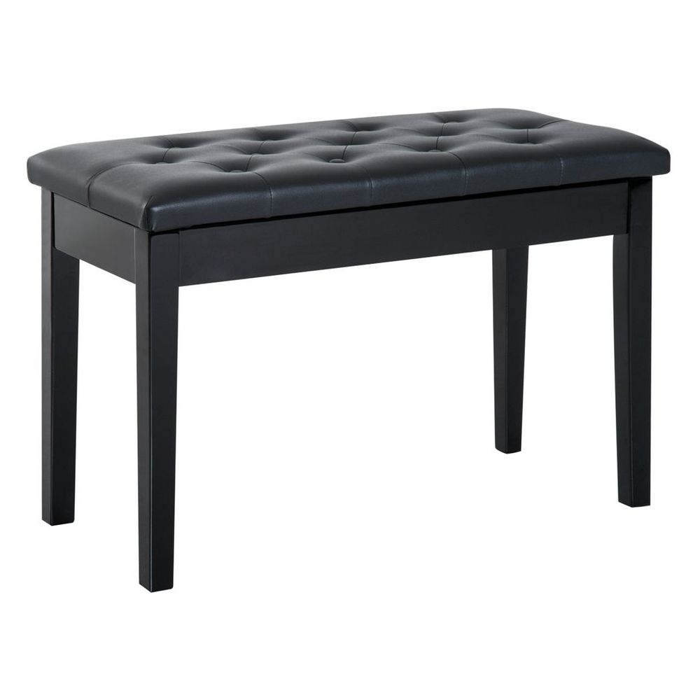 Classic Digital Keyboard Piano Bench Makeup Padded Seat Stool Solid Wood Black - anydaydirect