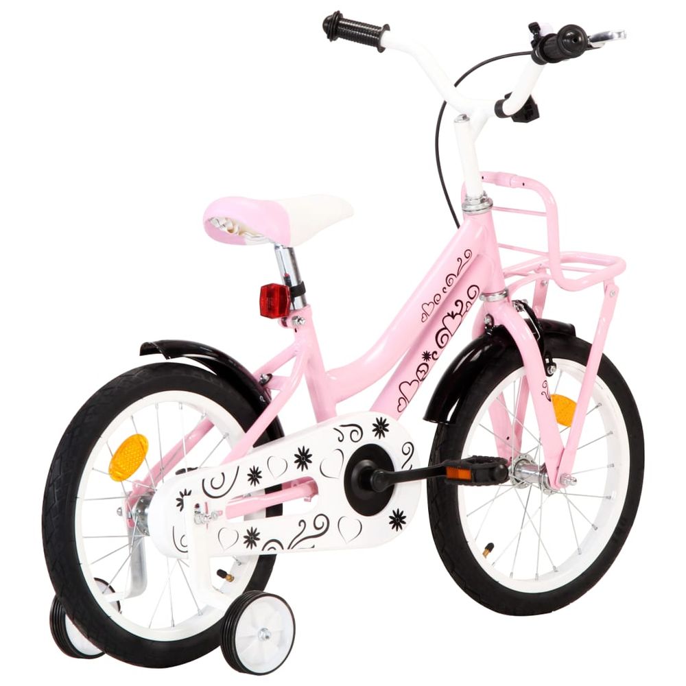 Kids Bike with Front Carrier 16 inch White and Pink - anydaydirect