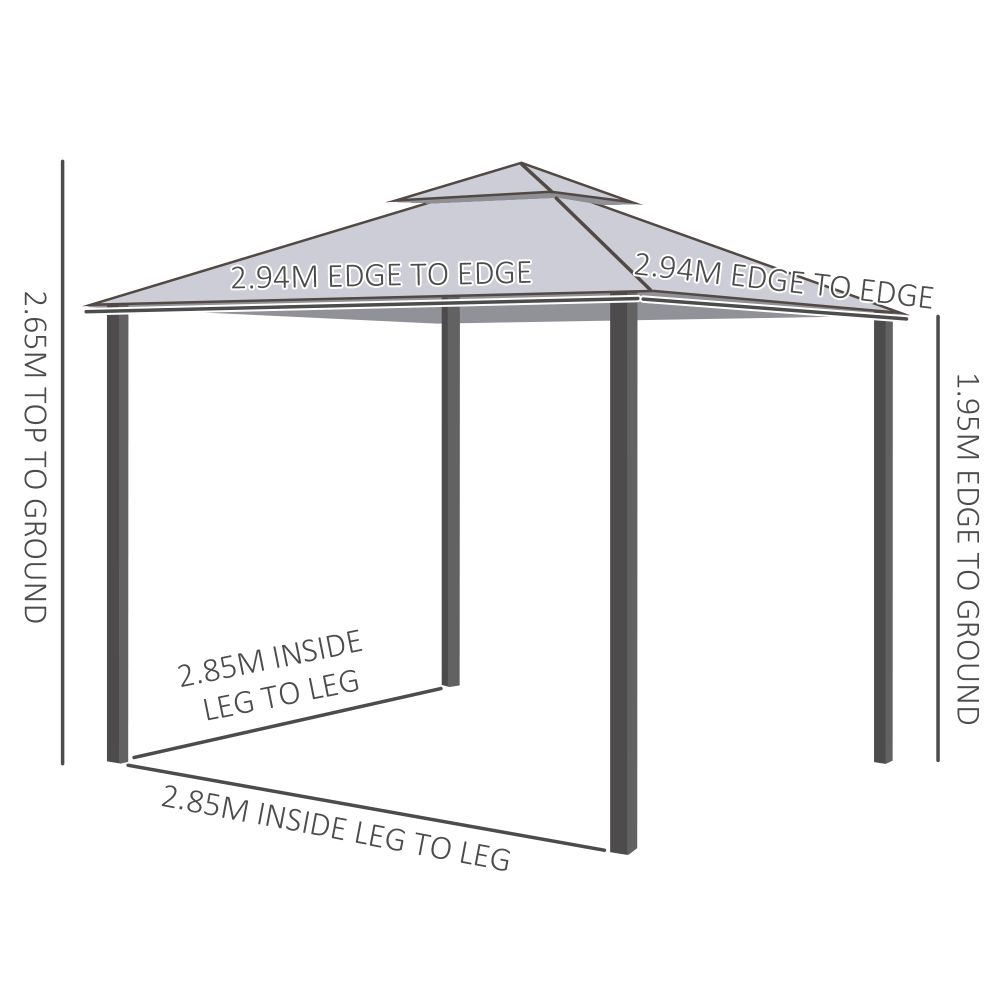 3x3M Metal Gazebo Garden Outdoor 2-tier Roof Marquee Party Tent Canopy  - Crey - anydaydirect