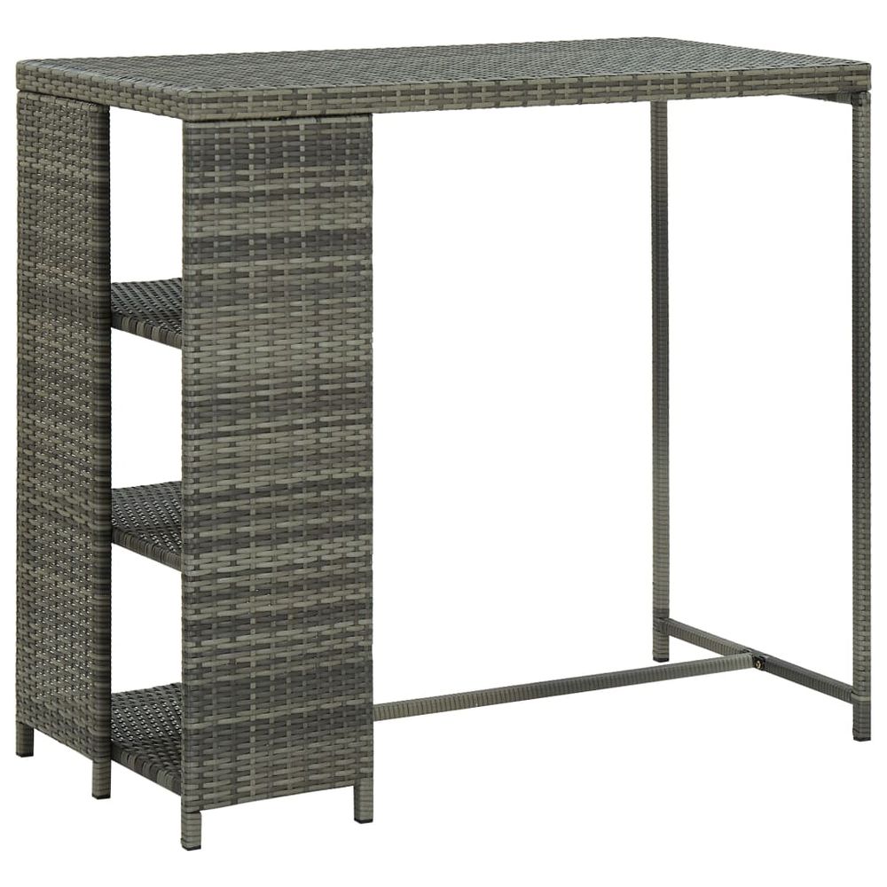 Bar Table with Storage Rack Brown 120x60x110 cm Poly Rattan - anydaydirect