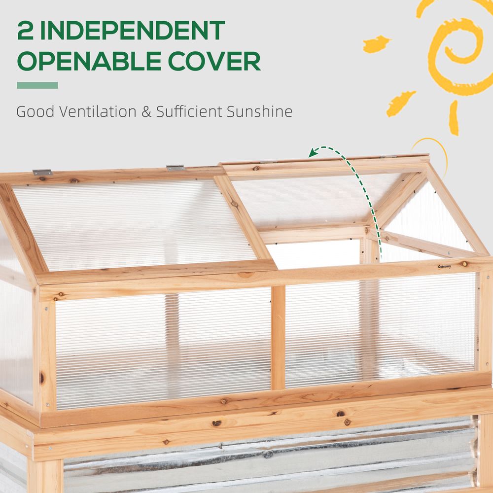 Raised Garden Bed with Greenhouse Top, 122x 61 x 81.7cm, Natural Kit - anydaydirect