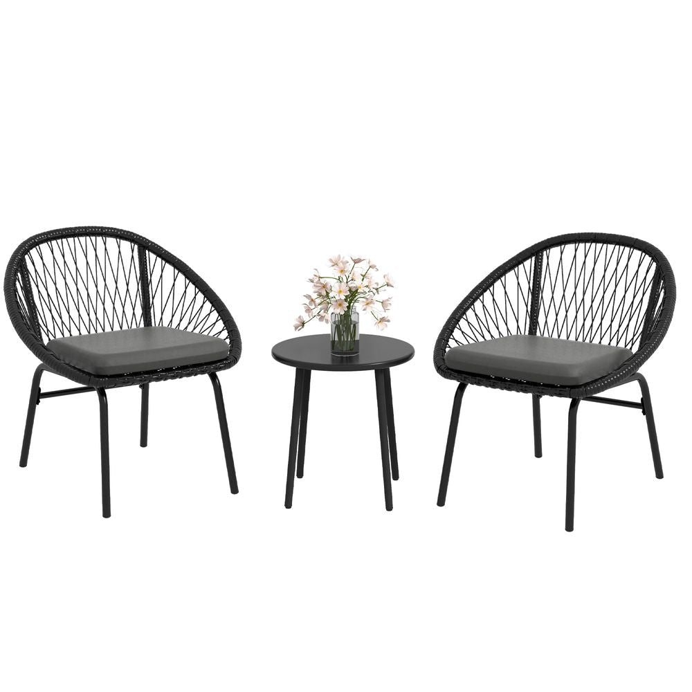Outsunny 3 Piece Garden Furniture Set, Bistro Set w/ 2 Chairs & 1 Coffee Table - anydaydirect