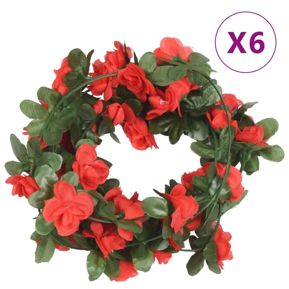 vidaXL Artificial Flower Garlands 6 pcs Spring Red 250 cm - anydaydirect