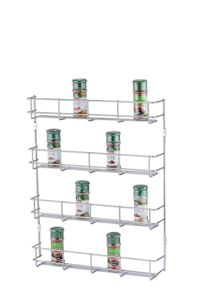 4 Tier Spice Herb Jar Rack Holder Kitchen Door Cupboard Wall Storage - anydaydirect