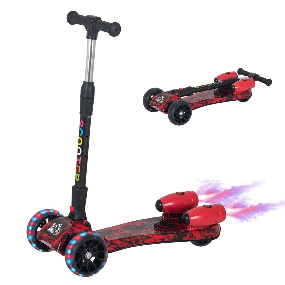 Child Wheel E-Scooter Light Music Water Spray Rechargeable 3-6 Yrs Red - anydaydirect