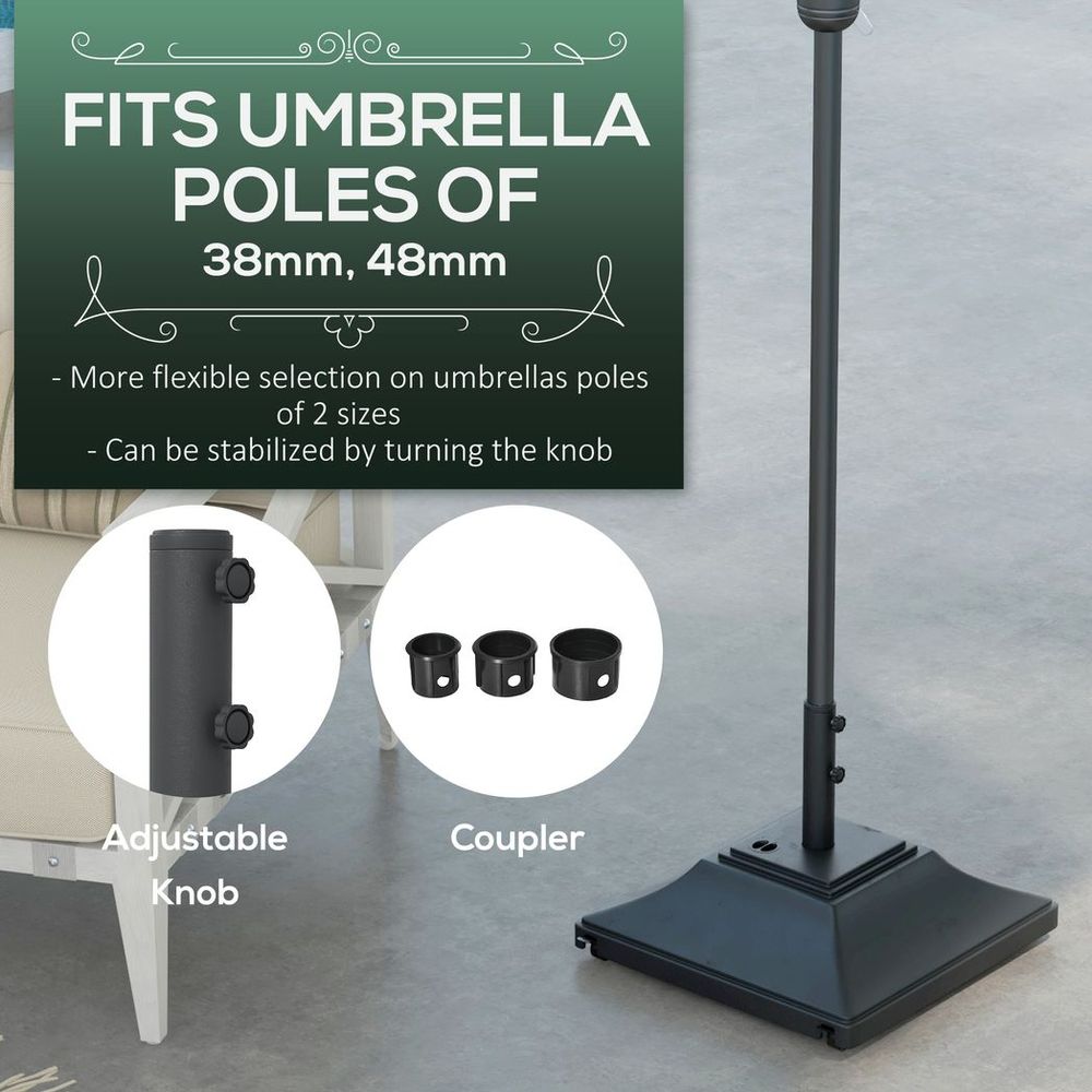 Outsunny 60kg Square Parasol Base with Wheels Fillable Plastic Umbrella Stand - anydaydirect
