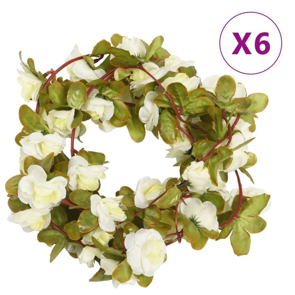 vidaXL Artificial Flower Garlands 6 pcs White 250 cm - anydaydirect