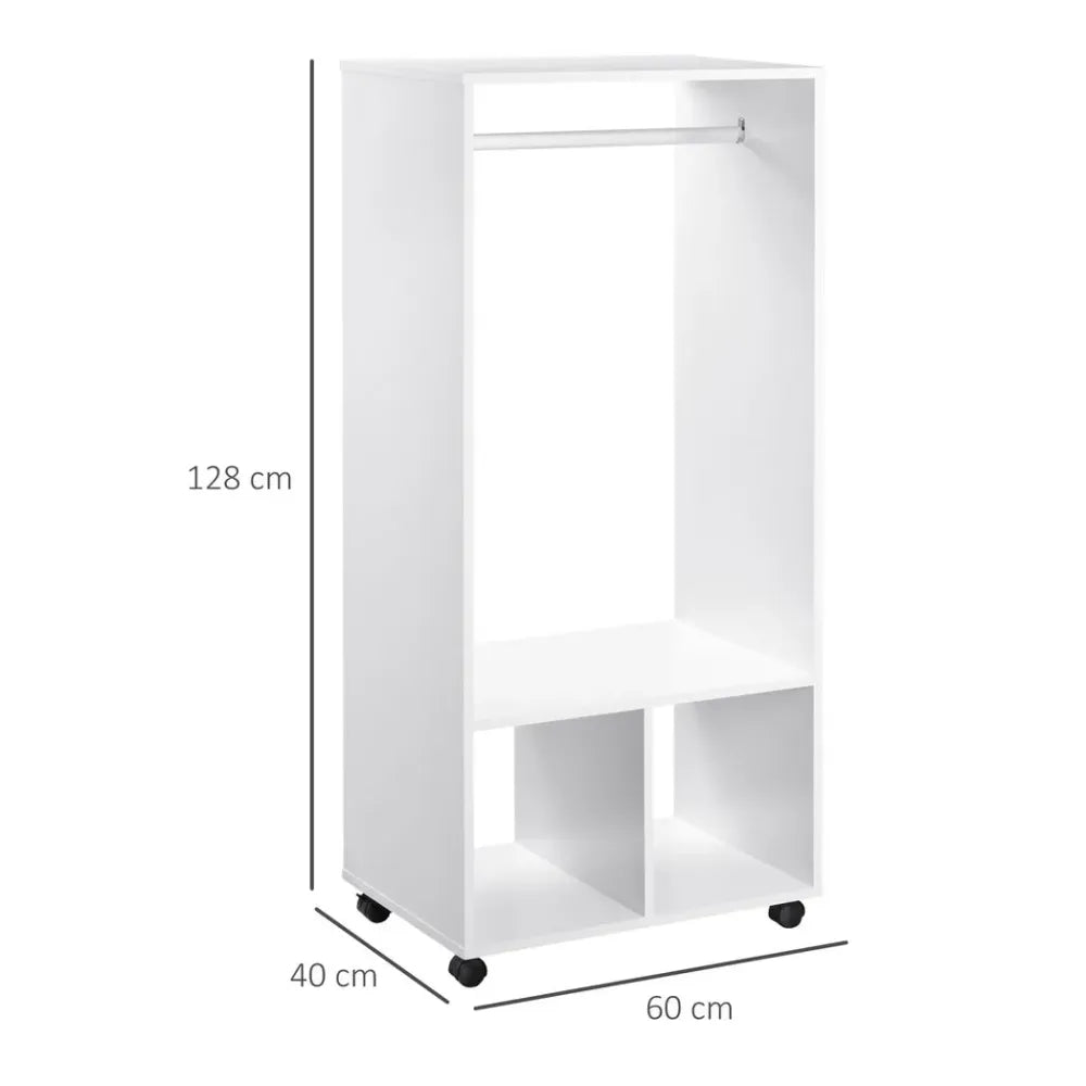 Open Wardrobe Clothes Rail Bedroom Clothes Storage w/ Hanging Rod Shelves White - anydaydirect