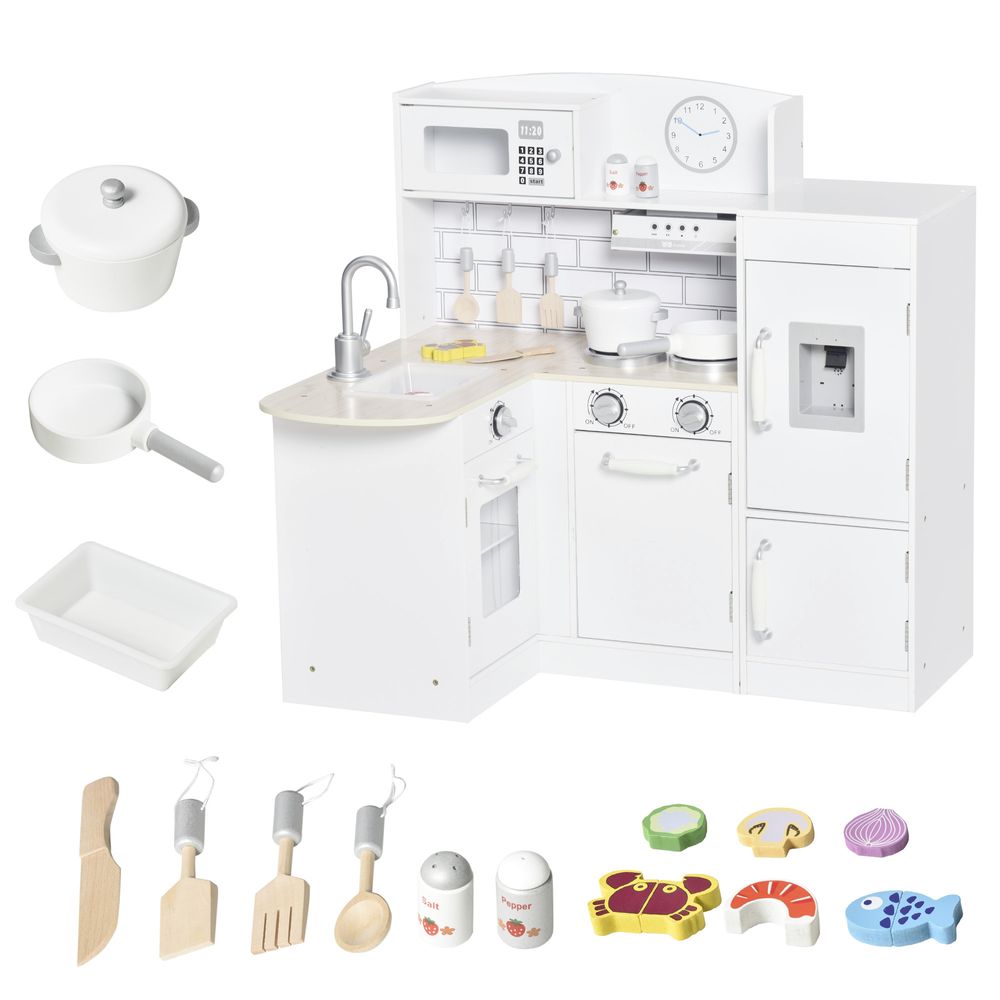Kids Kitchen Play Kitchen Toy Set for Children Drinking Fountain White - anydaydirect