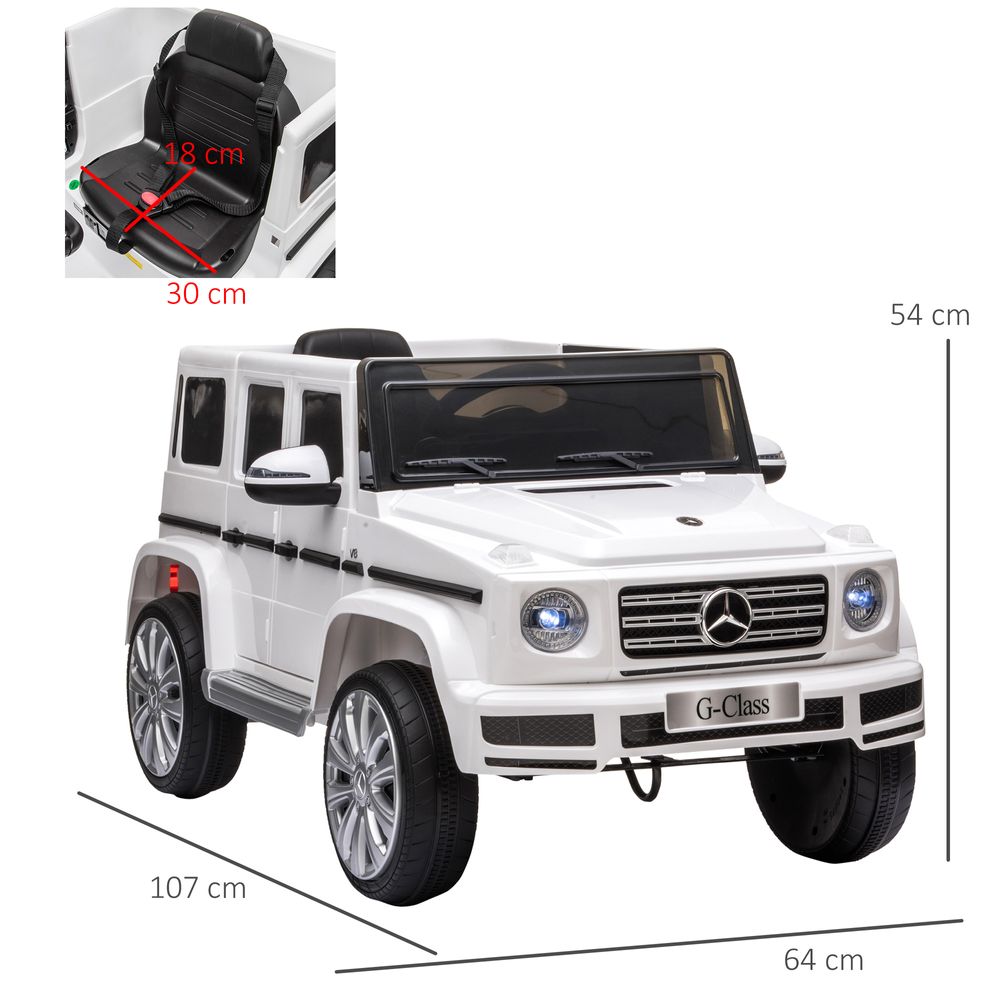 Mercedes Benz G500 12V Kids Electric Ride On Car Remote Control White HOMCOM - anydaydirect