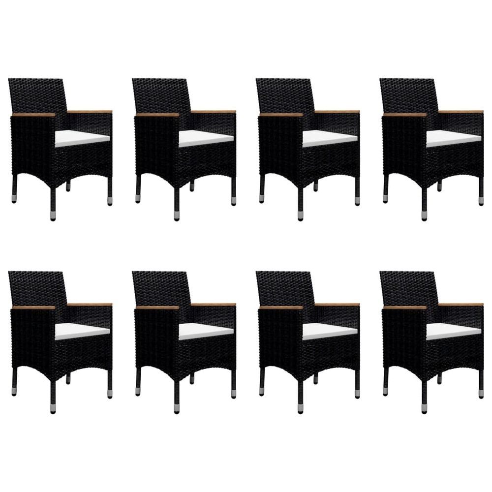 9 Piece Garden Dining Set Poly Rattan and Solid Wood Black - anydaydirect