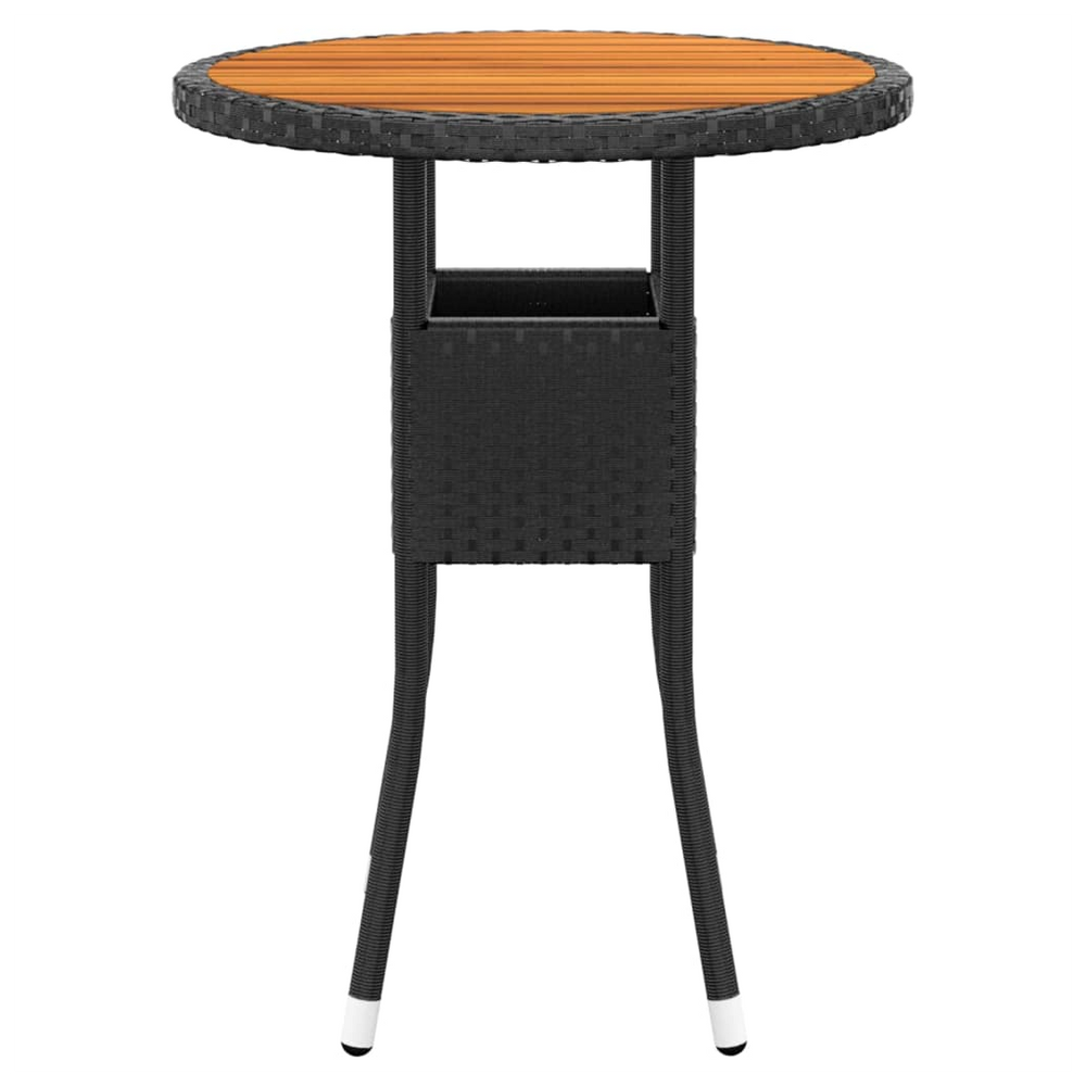 Garden Table Ø60x75 cm Acacia Wood and Poly Rattan Black - anydaydirect