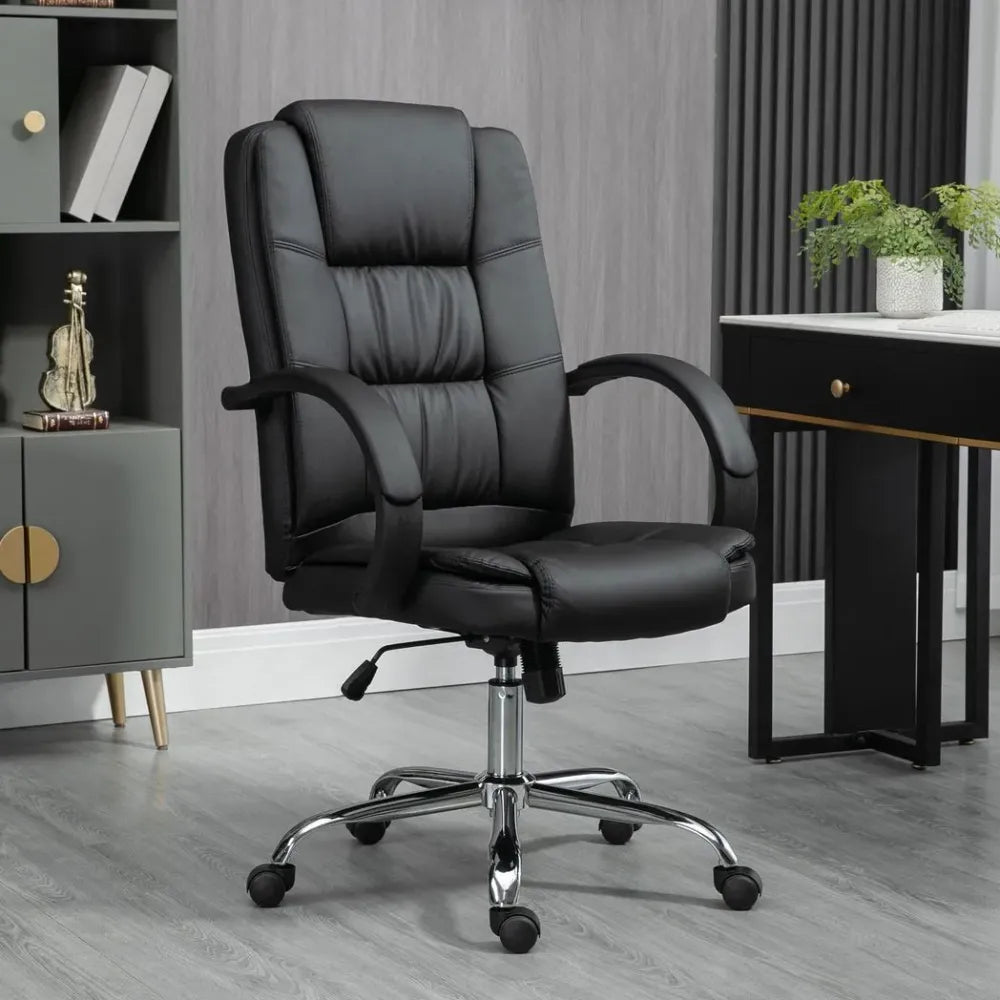 PU Leather Executive Office Chair High Back Height Adjustable Desk Chair, Black - anydaydirect