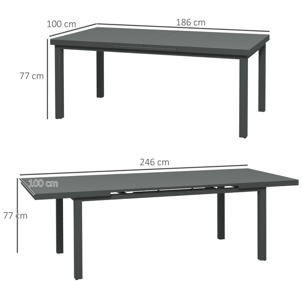 Outsunny Extending Garden Table Outdoor for 6-8 People, Aluminium Frame - anydaydirect