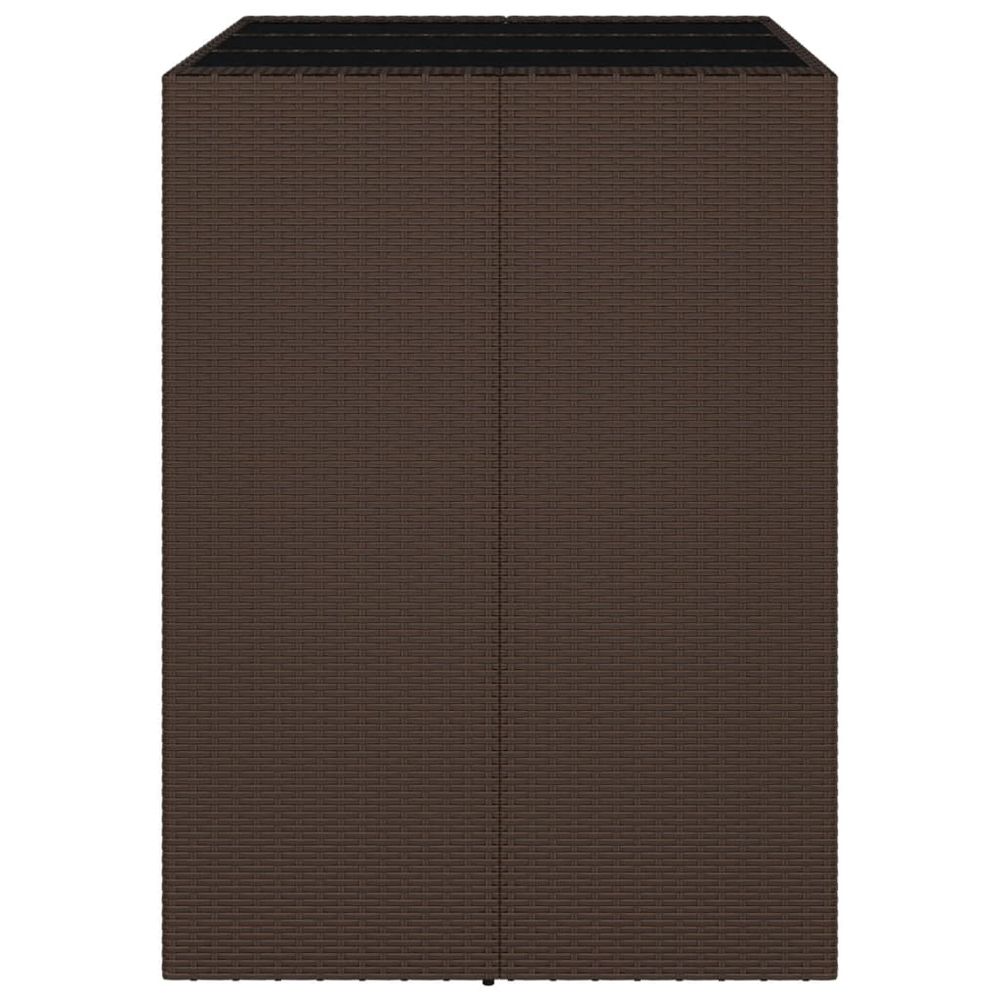 Bar Table with Glass Top Brown 105x80x110 cm Poly Rattan - anydaydirect