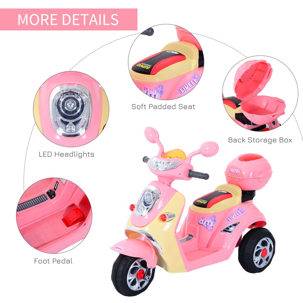 Electric Ride on Toy Car Kids Motorbike Children Battery Tricycle Pink - anydaydirect