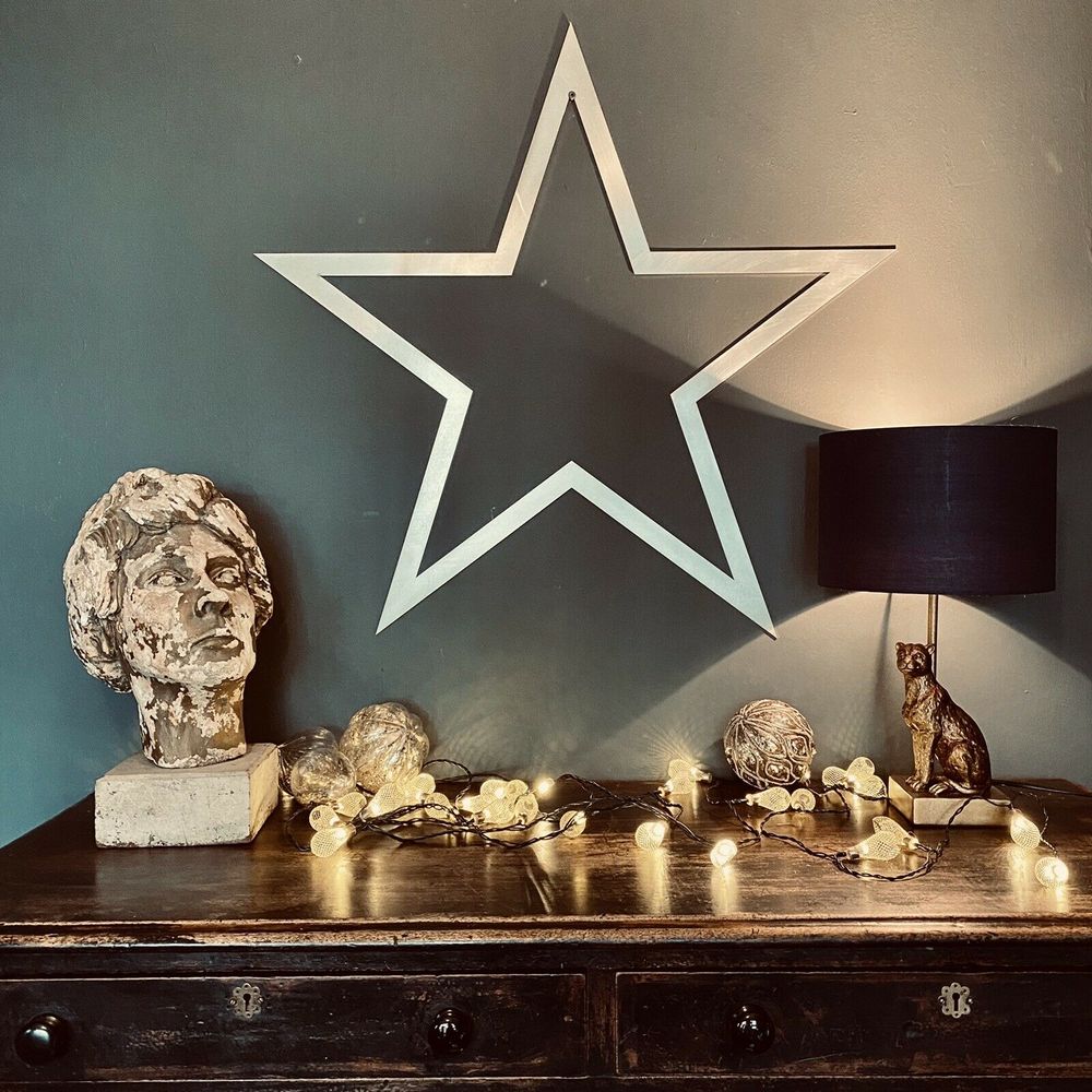 Large Steel Star / Christmas Decorations / Vintage Style Decor - anydaydirect
