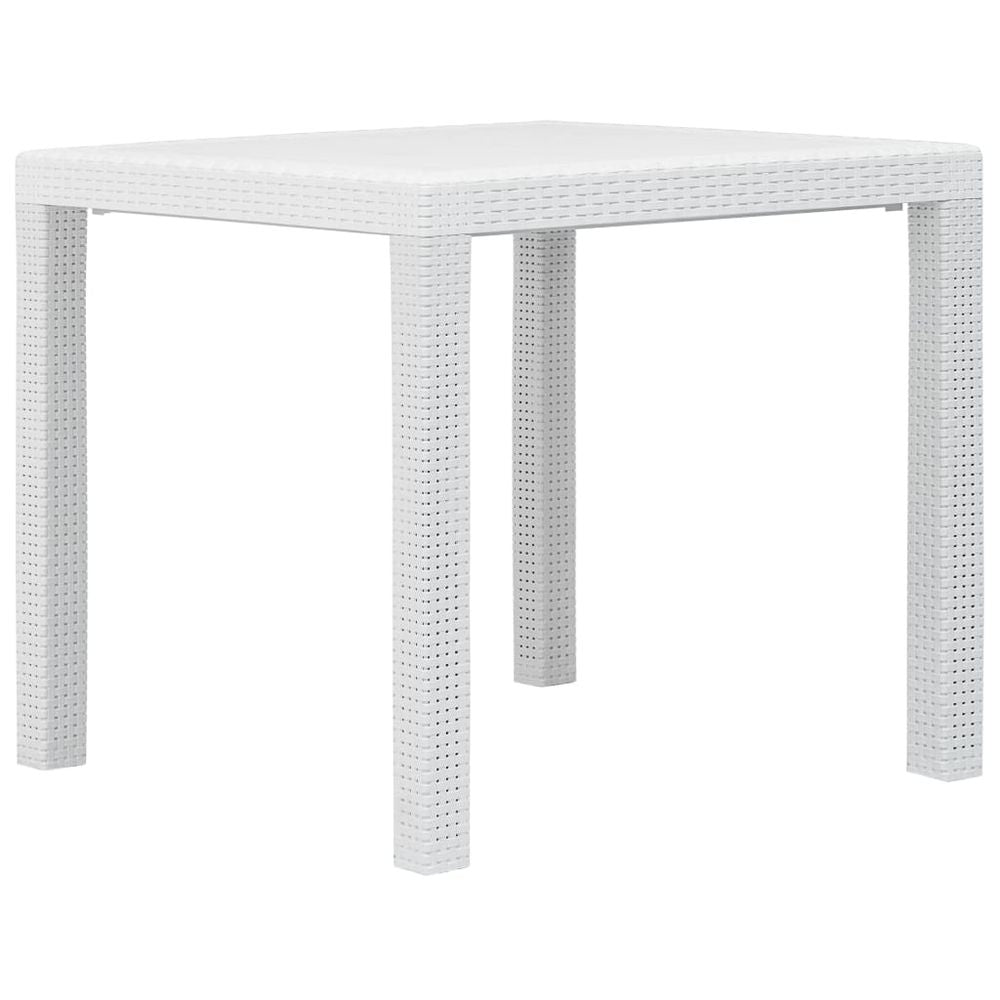 Garden Table White 79x79x72 cm Plastic Rattan Look - anydaydirect