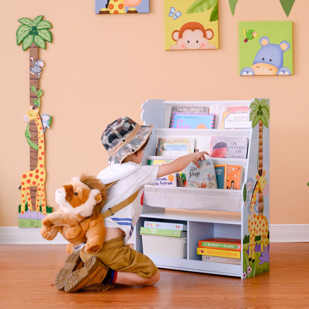 Fantasy Fields Sunny Safari Kids Wooden Bookcase with Storage Multi TD-13410SS - anydaydirect