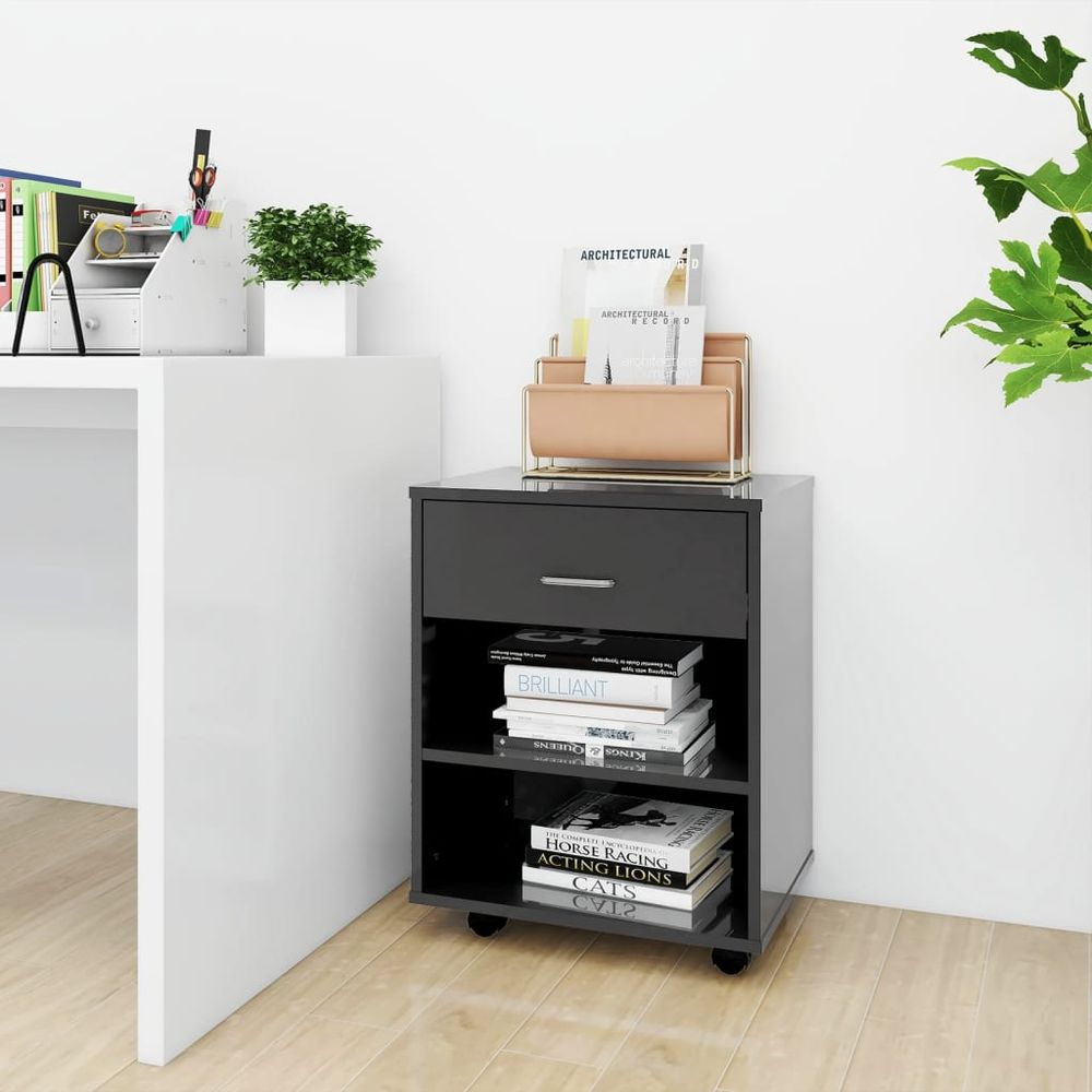 Rolling Cabinet White 46x36x59 cm Engineered Wood - anydaydirect