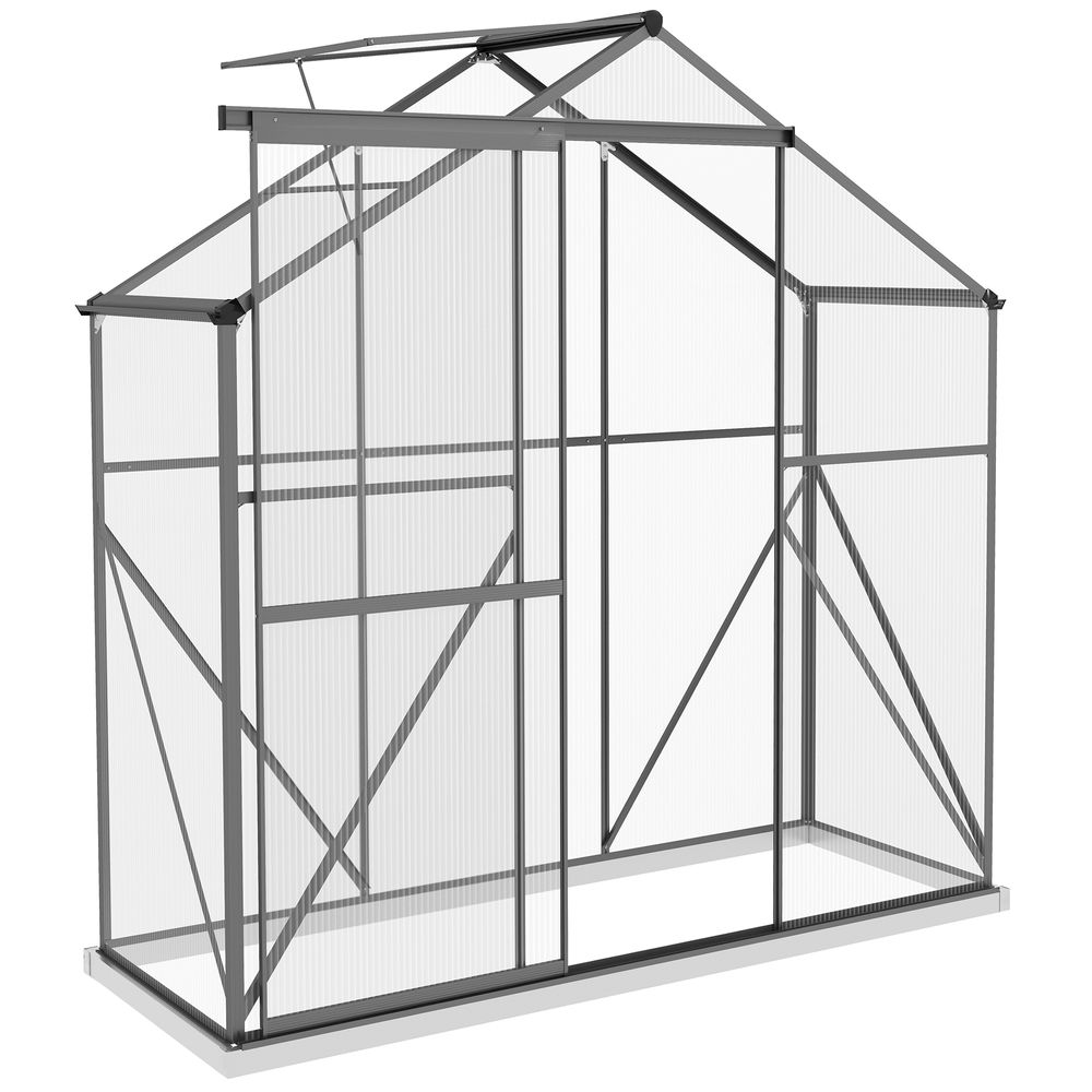 Outsunny 6 x 2.5ft Polycarbonate Greenhouse Aluminium Green House, Dark Grey - anydaydirect