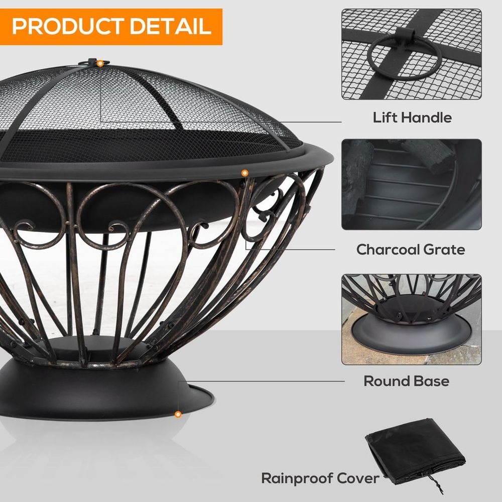 Fire Pit Metal Fire Bowl Fireplace Patio Heater for Garden, Backyard - anydaydirect