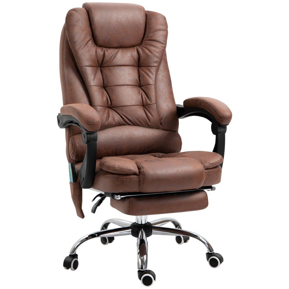 Vintage High Back Heated Massage Office Chair w/ 6 Vibration Points, Brown - anydaydirect