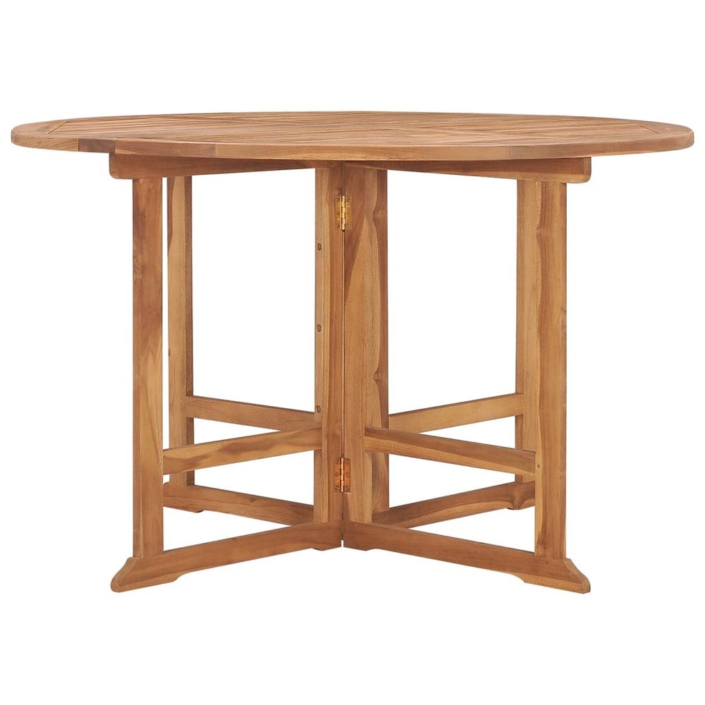 Folding Garden Dining Table Ø110x75 cm Solid Wood Teak - anydaydirect