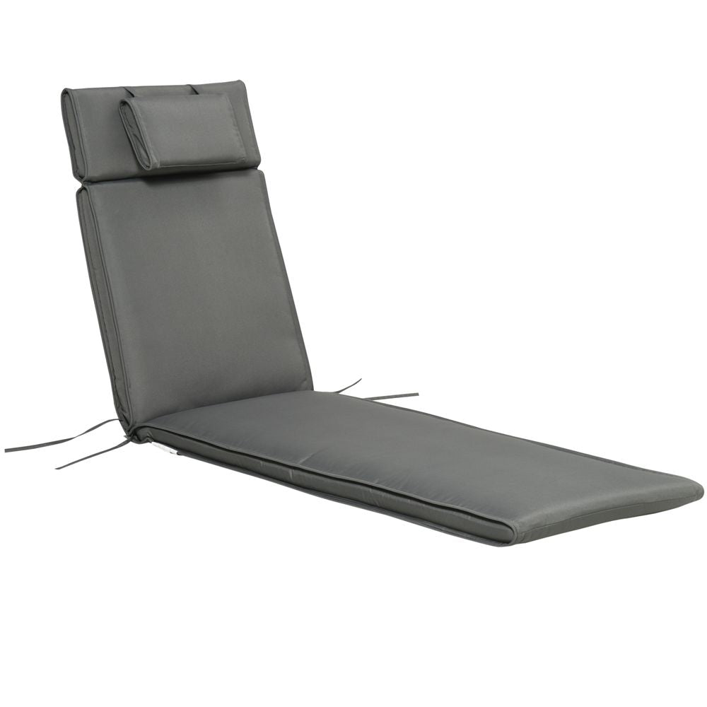 Outsunny Garden Sun Lounger Chair Cushion Reclining Relaxer Indoor Outdoor Grey - anydaydirect