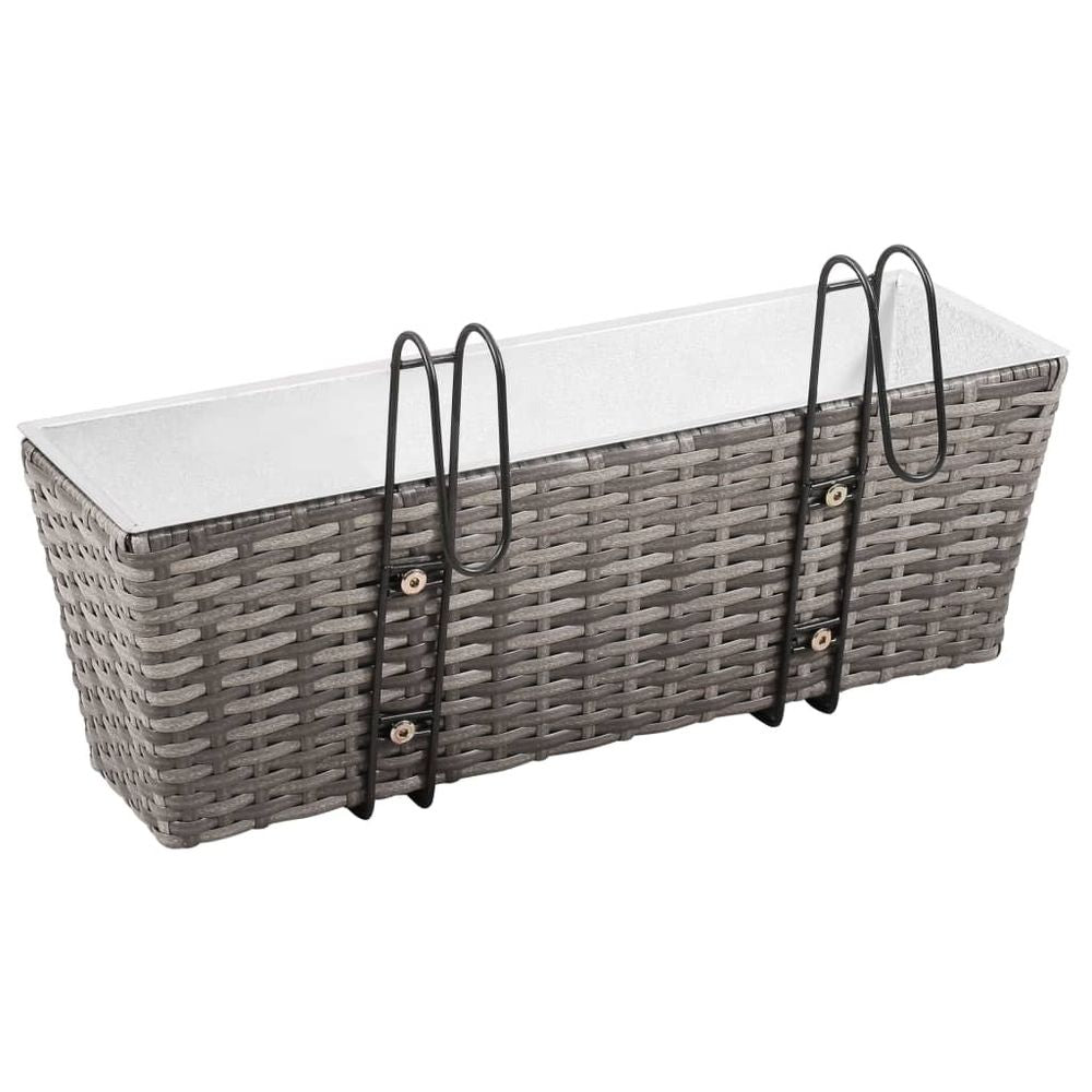 Balcony Raised Beds 2 pcs 50 cm Grey Poly Rattan - anydaydirect