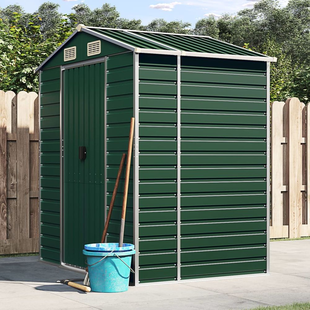 vidaXL Garden Shed Green 191x130x198 cm Galvanised Steel - anydaydirect