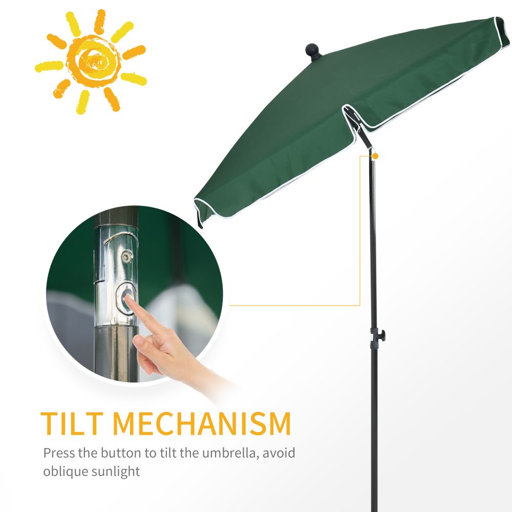 Aluminium Sun Parasol Garden Tilting Umbrellas Patio Rectangular, 2x1.25m, Green - anydaydirect