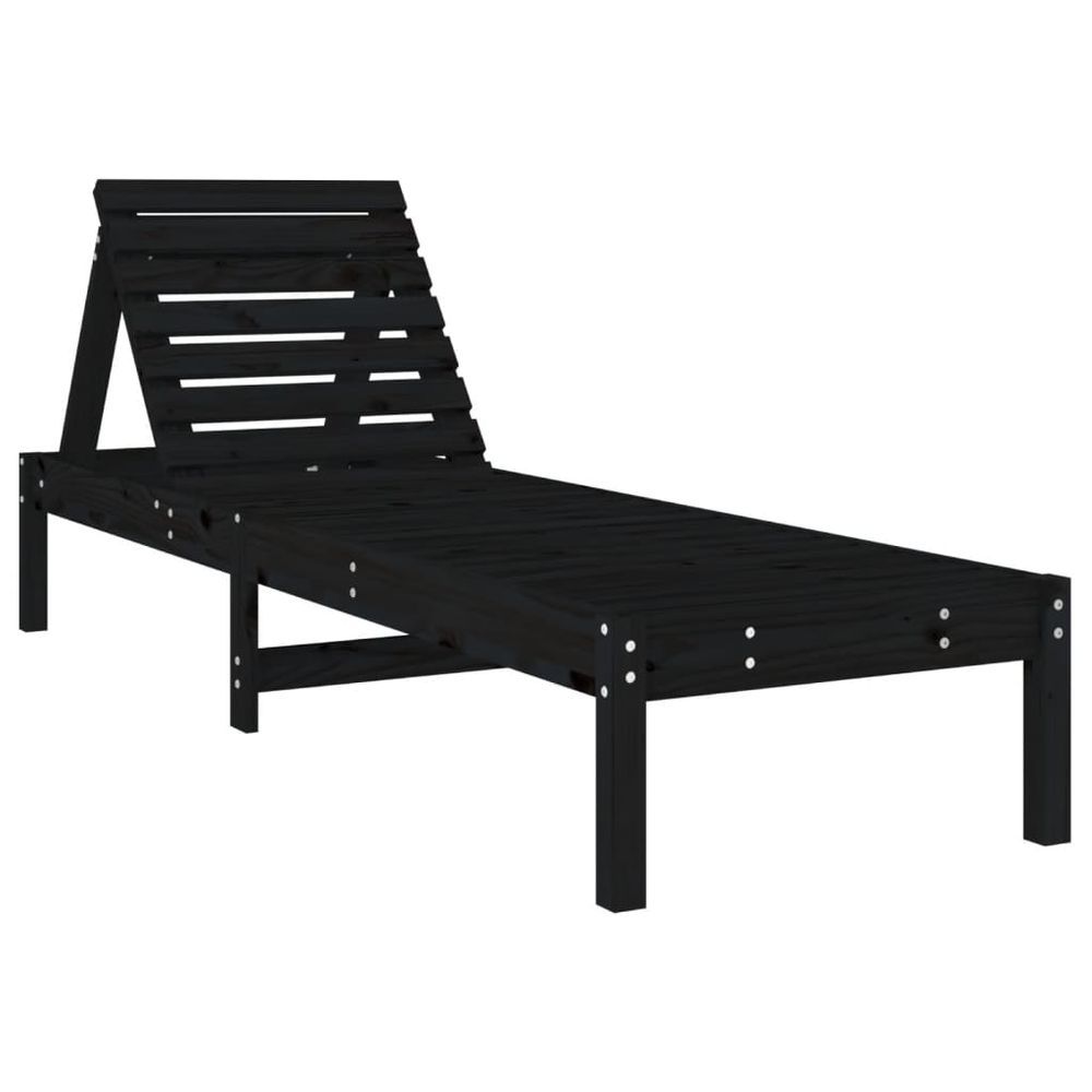 vidaXL Sun Loungers 2 pcs with Table Black Solid Wood Pine - anydaydirect