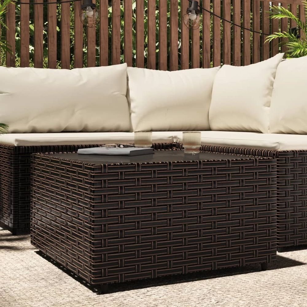 Square Garden Coffee Table Black 50x50x30 cm Poly Rattan - anydaydirect