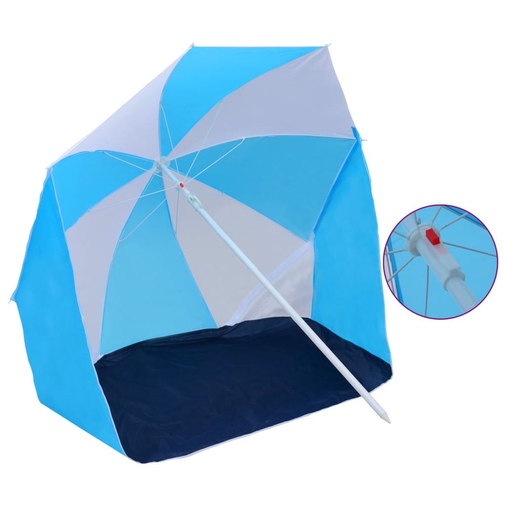 Beach Umbrella Shelter Blue and White 180 cm Fabric - anydaydirect