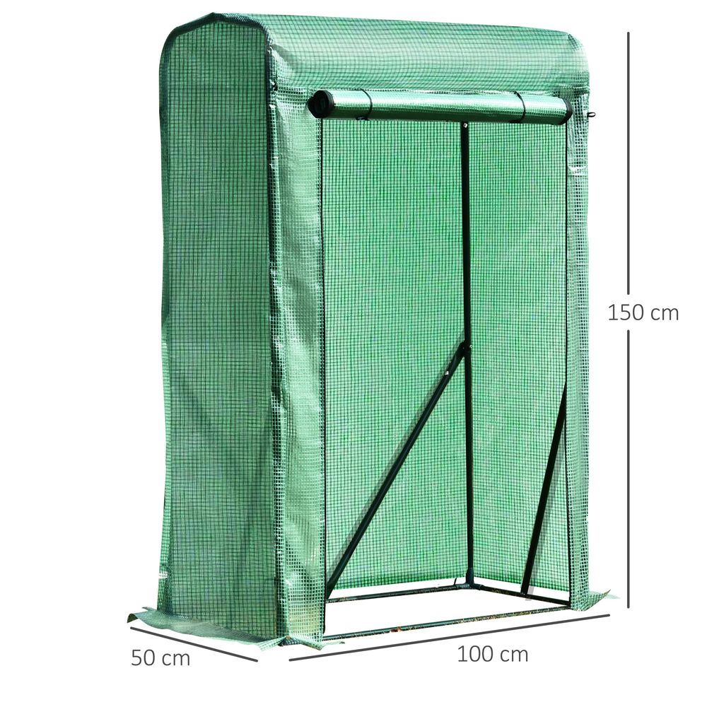 100x50x150cm PVC Grid Cover Steel Frame Greenhouse Green - anydaydirect