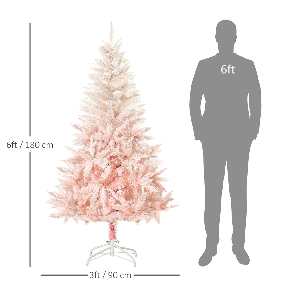 6FT Pink Artificial Christmas Tree Metal Stand Fully Pretty Home Office Joy - anydaydirect