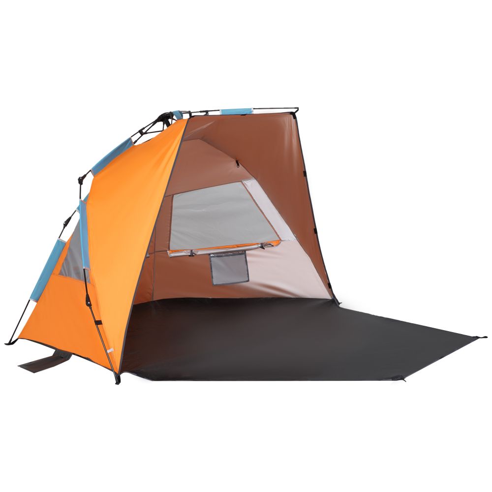 Pop Up Beach Tent Sun Shelter w/ Extended Porch, Sandbag & Carry Bag - anydaydirect