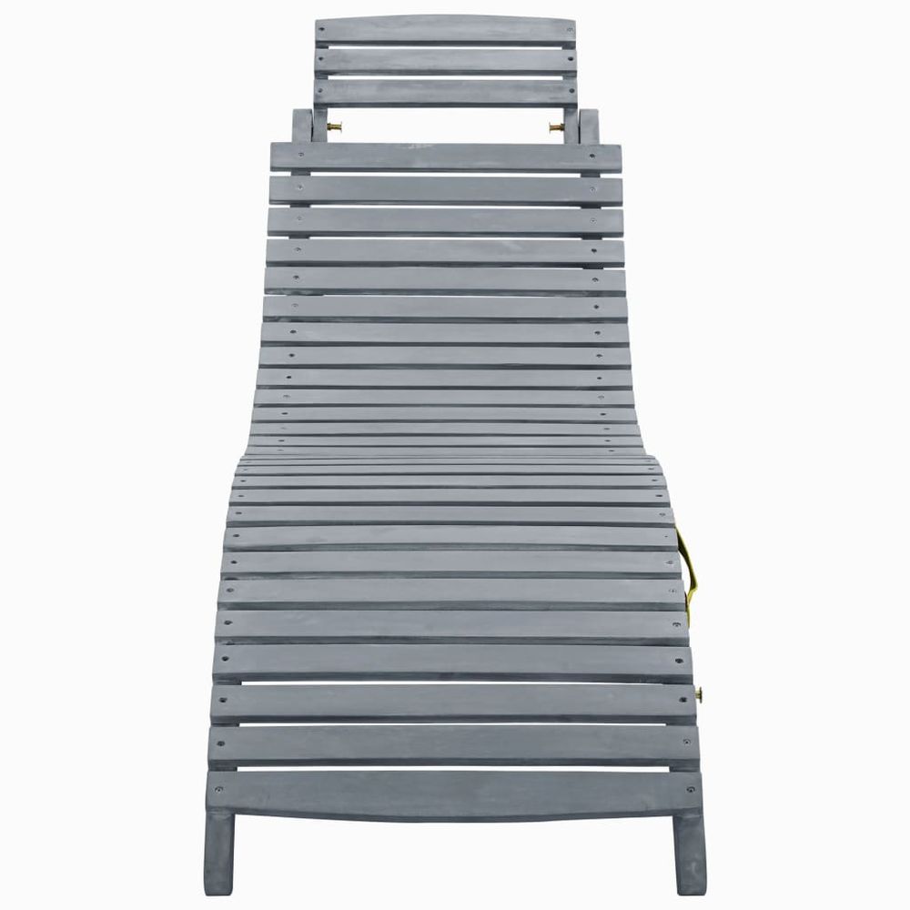 Sun Lounger Grey Wash Solid Acacia Wood - anydaydirect