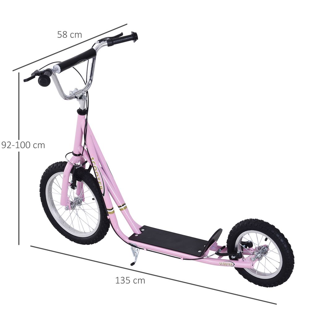 Teen Scooter Adjustable Height Dual Brakes Rubber Wheels Kickstand HOMCOM - anydaydirect