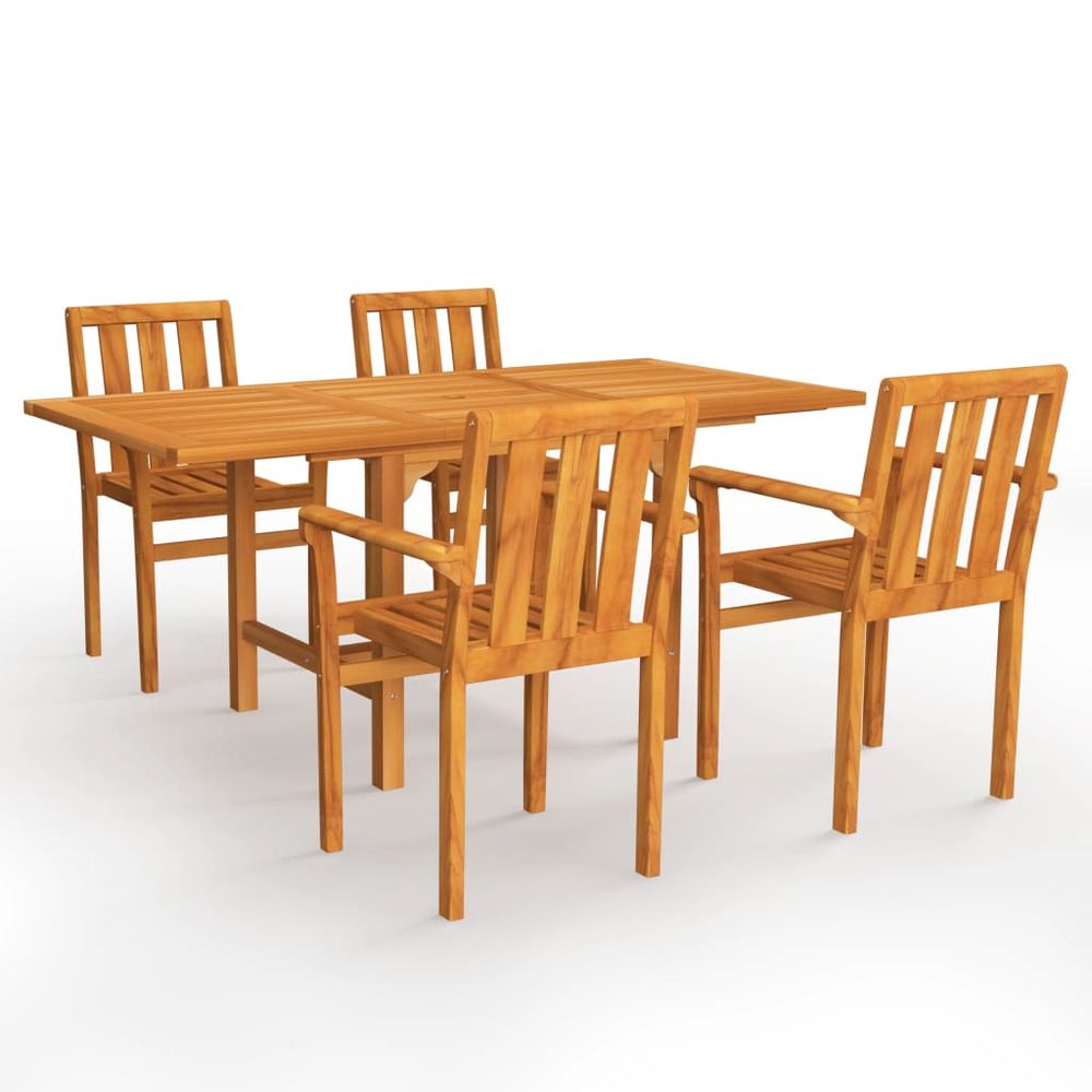 5 Piece Garden Dining Set Solid Teak Wood - anydaydirect