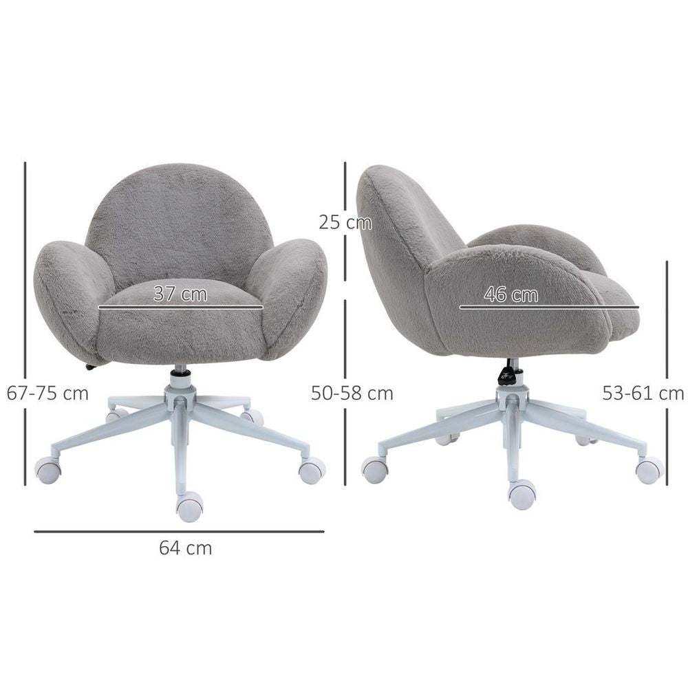 Fluffy Leisure Chair Office Chair w/ Backrest and Armrest for Bedroom Grey - anydaydirect