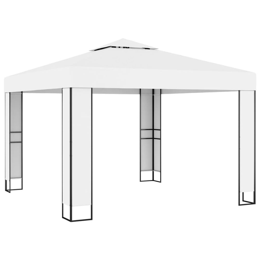 Gazebo with Double Roof 3x3 m White - anydaydirect
