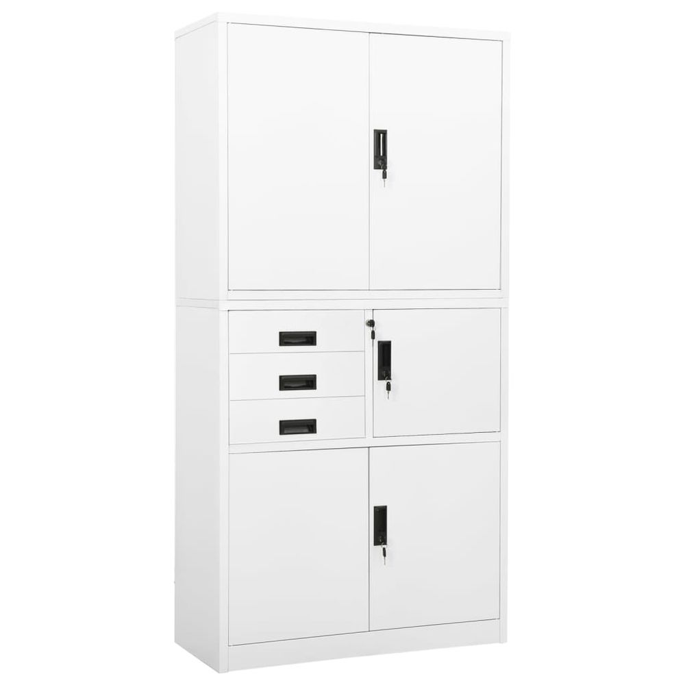 Office Cabinet White 90x40x180 cm Steel - anydaydirect