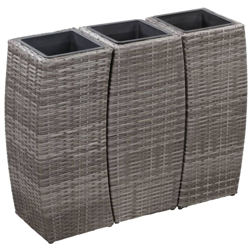 Garden Raised Beds 3 pcs Poly Rattan Black - anydaydirect